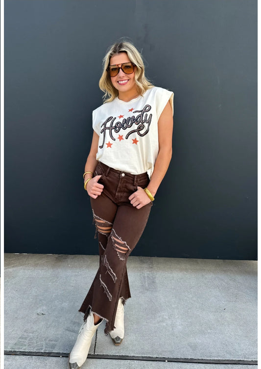 PREORDER- BROWN URBAN DISTRESSED CROP JEAN