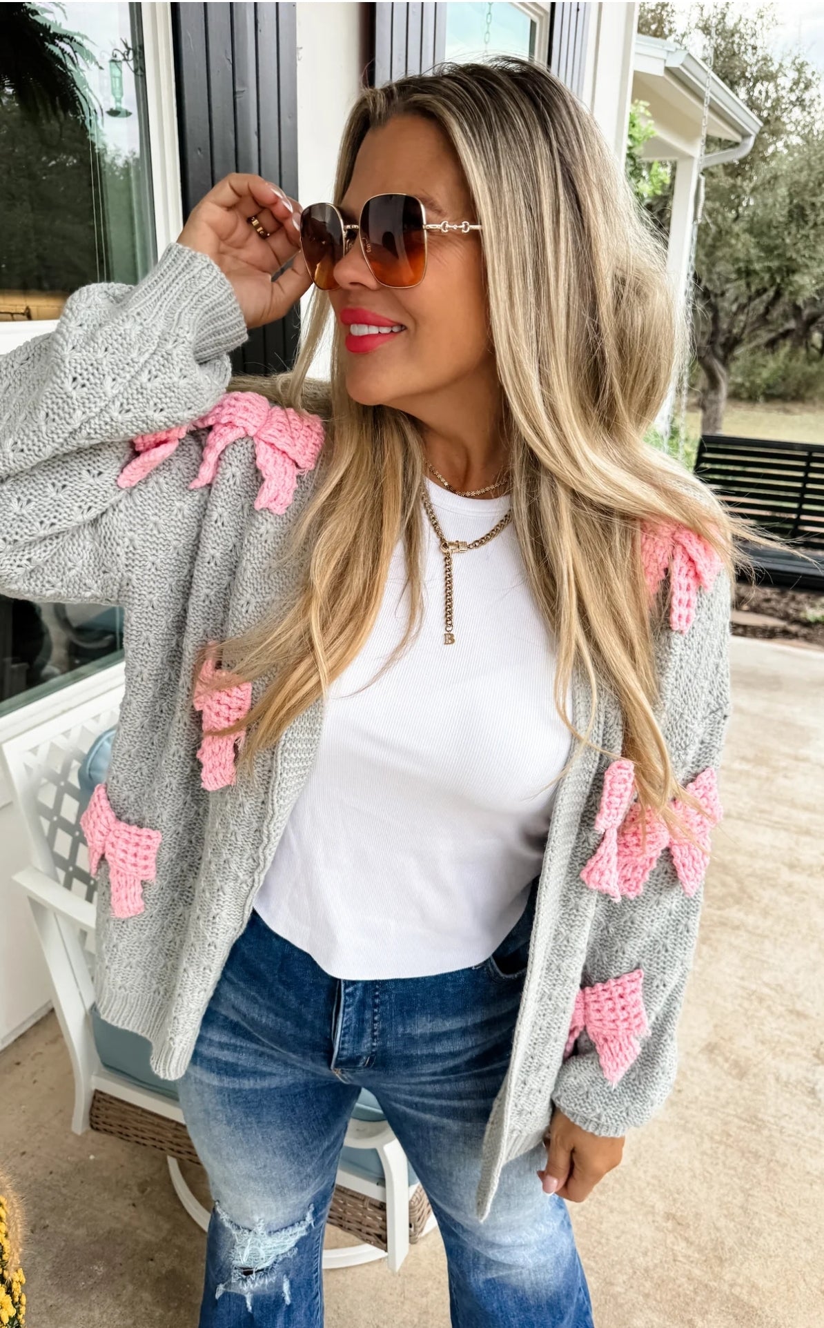 CLARA BOW KNIT CARDIGAN