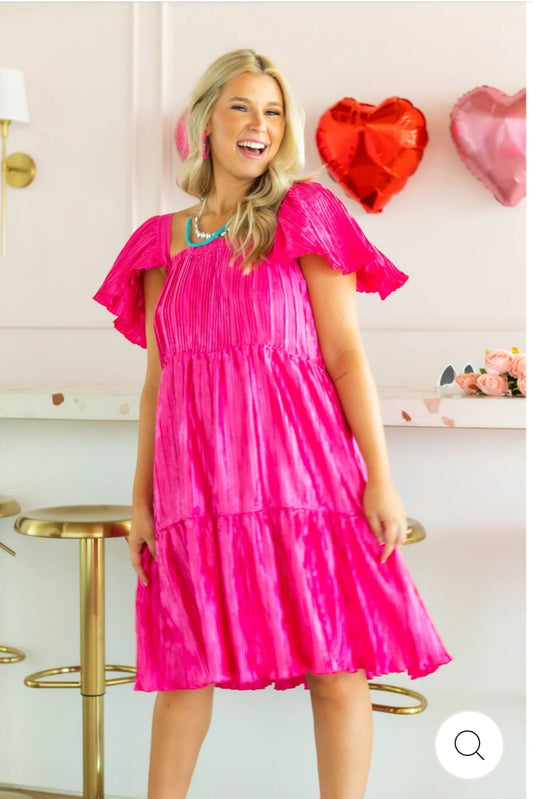 Pleated Versi Dress, Pink