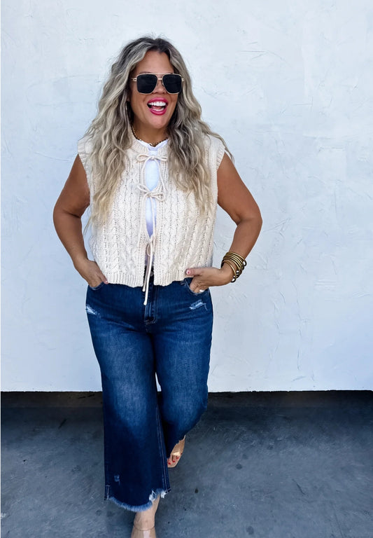 PREORDER- FLORA TIE FRONT SWEATER VEST