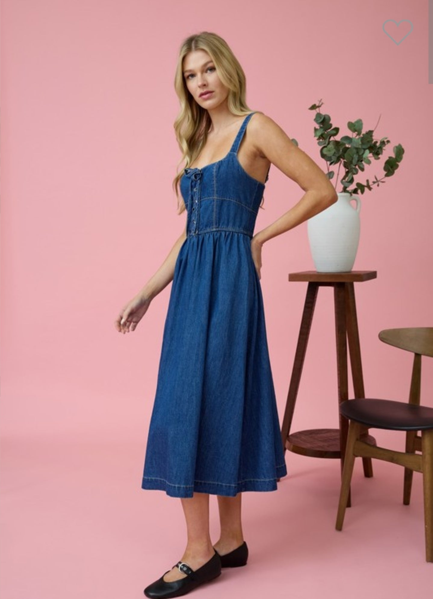 Lace up Sleeveless Denim Dress