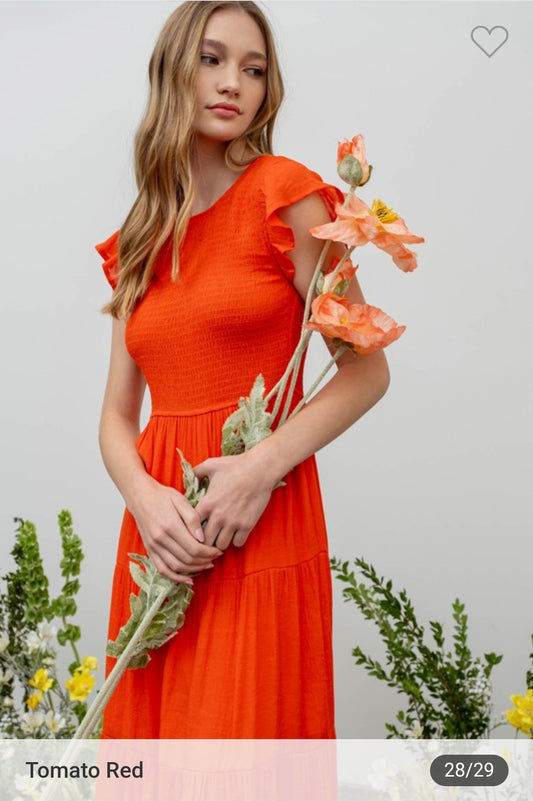 Smocked Tiered Midi Dress