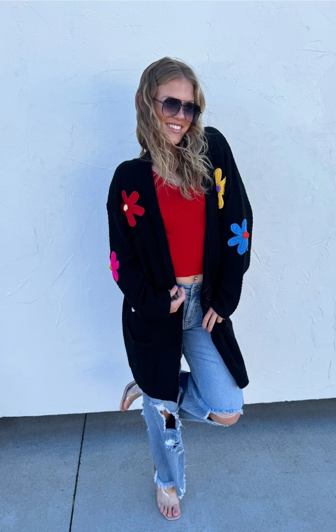 HARMONY FLOWER KNIT CARDIGAN