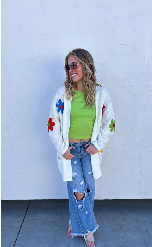 HARMONY FLOWER KNIT CARDIGAN
