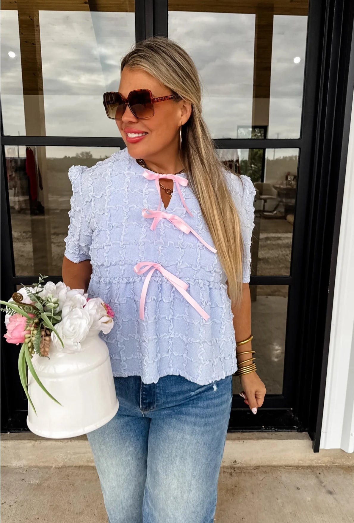 PREORDER- GRACIE BOW FRONT TOP