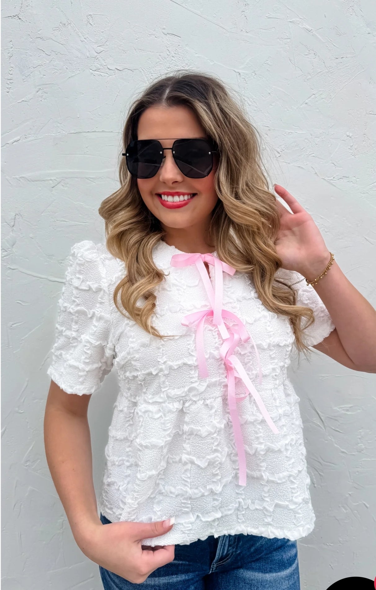 PREORDER- GRACIE BOW FRONT TOP