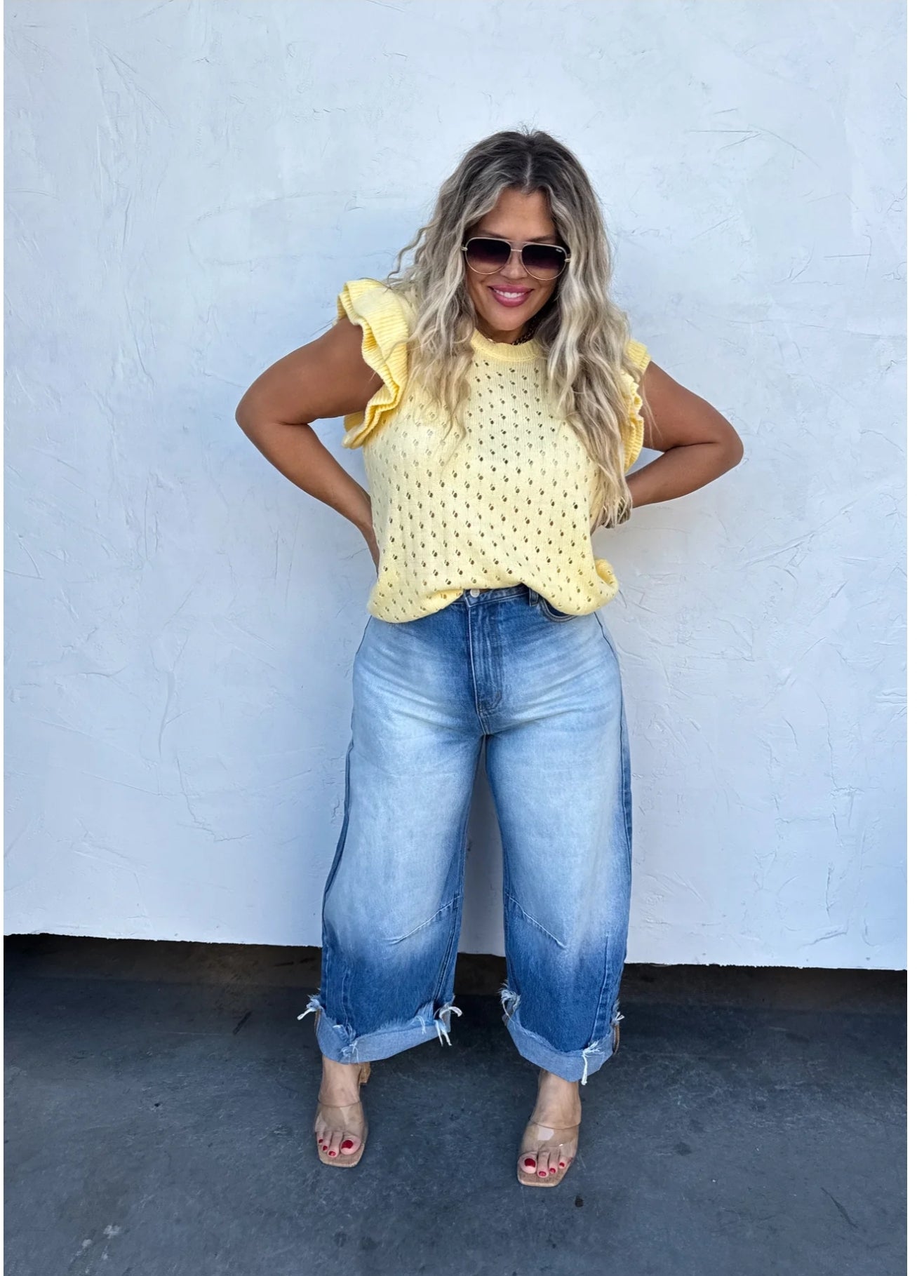 CASEY RUFFLE SLEEVE SWEATER