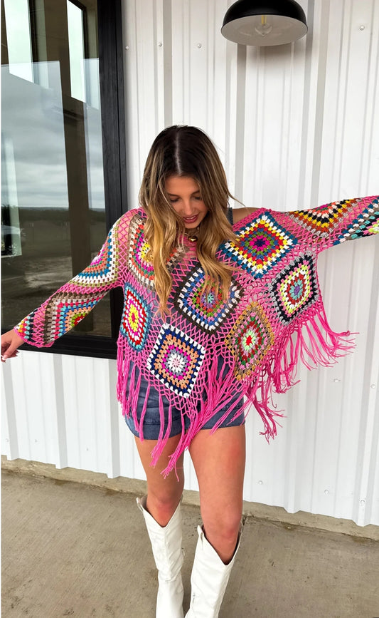 BOHO CROCHET KNIT TOPS