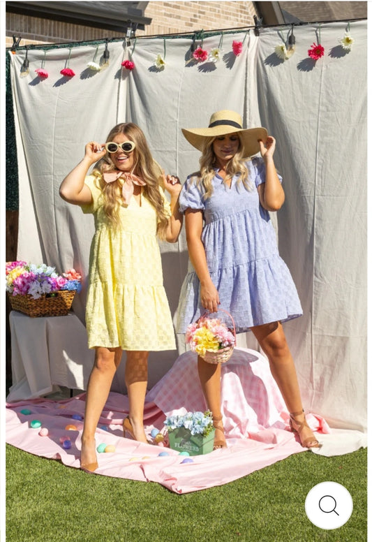 V-Neck Checkered Dress