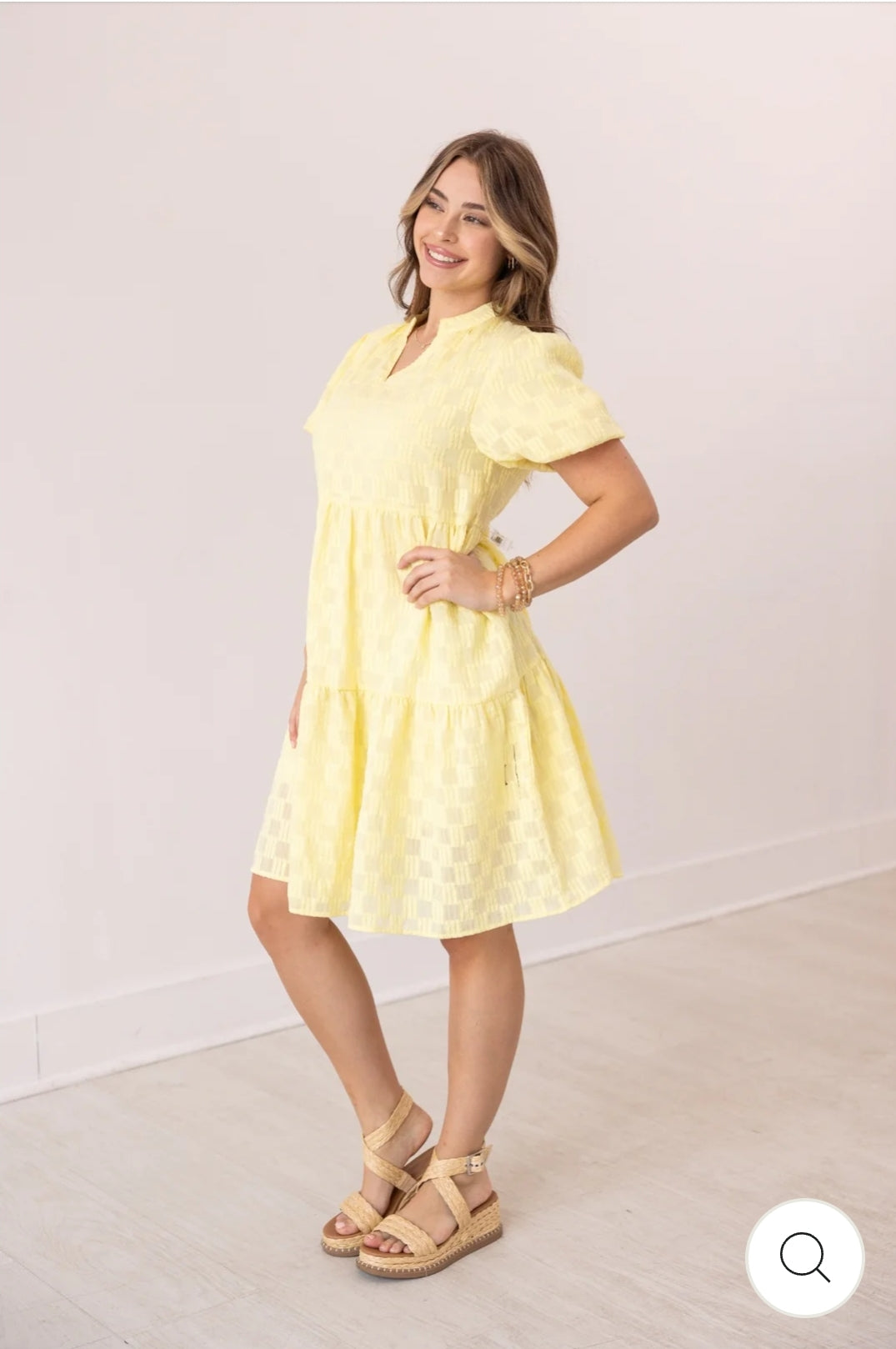 V-Neck Checkered Dress