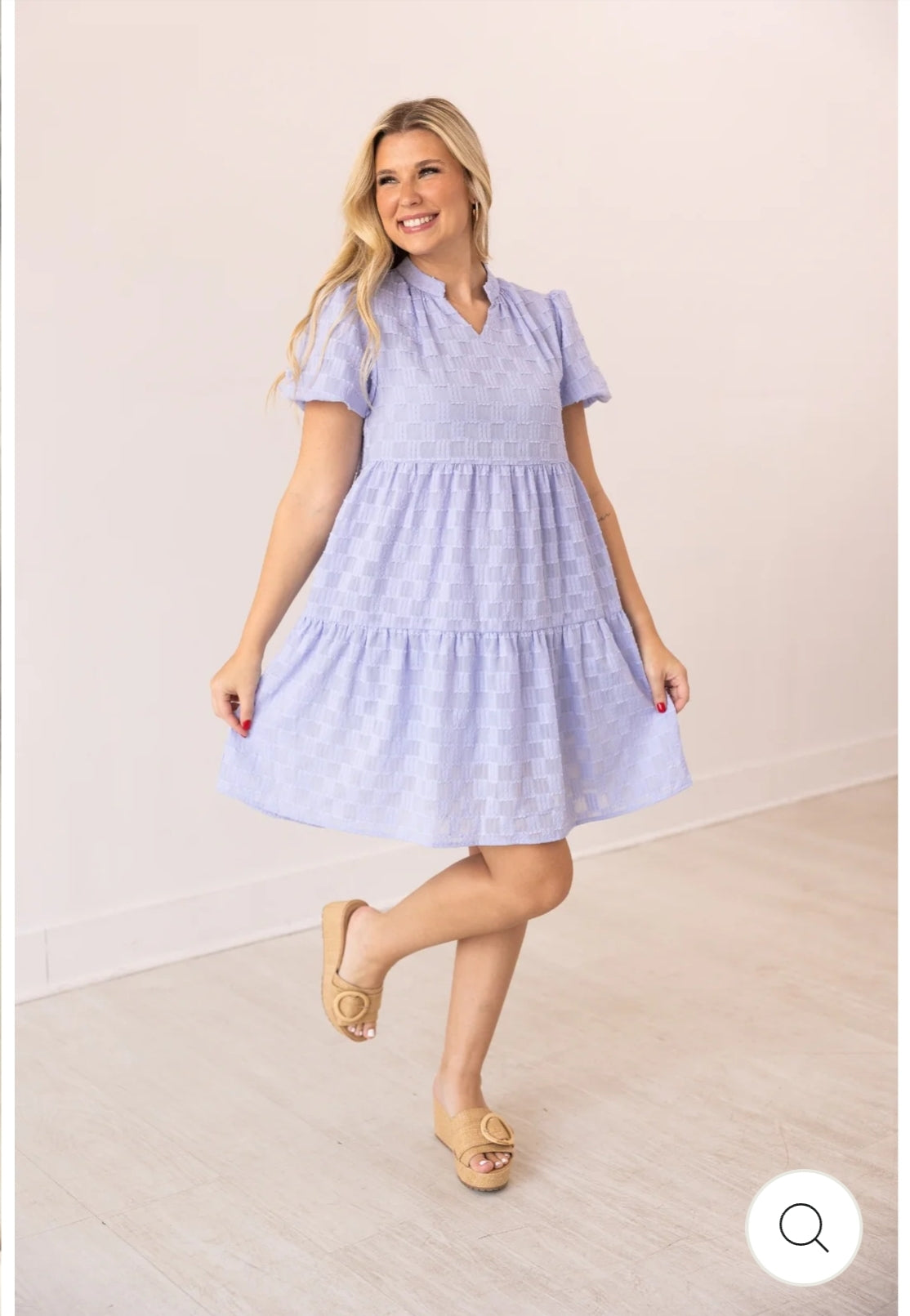 V-Neck Checkered Dress