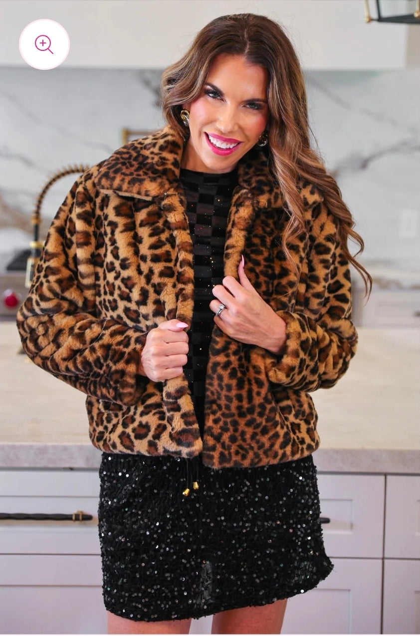 After Midnight Faux Fur Leopard Jacket