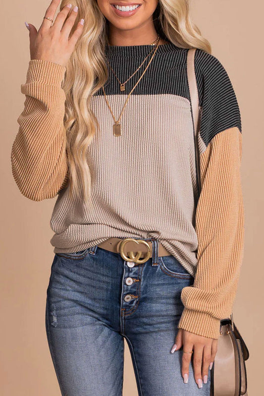 TYT Colorblock Ribbed Loose Top RTS