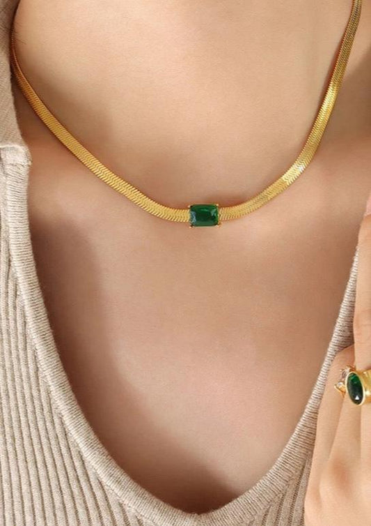 Luxy Square CZ and 18k Gold Plate Necklace