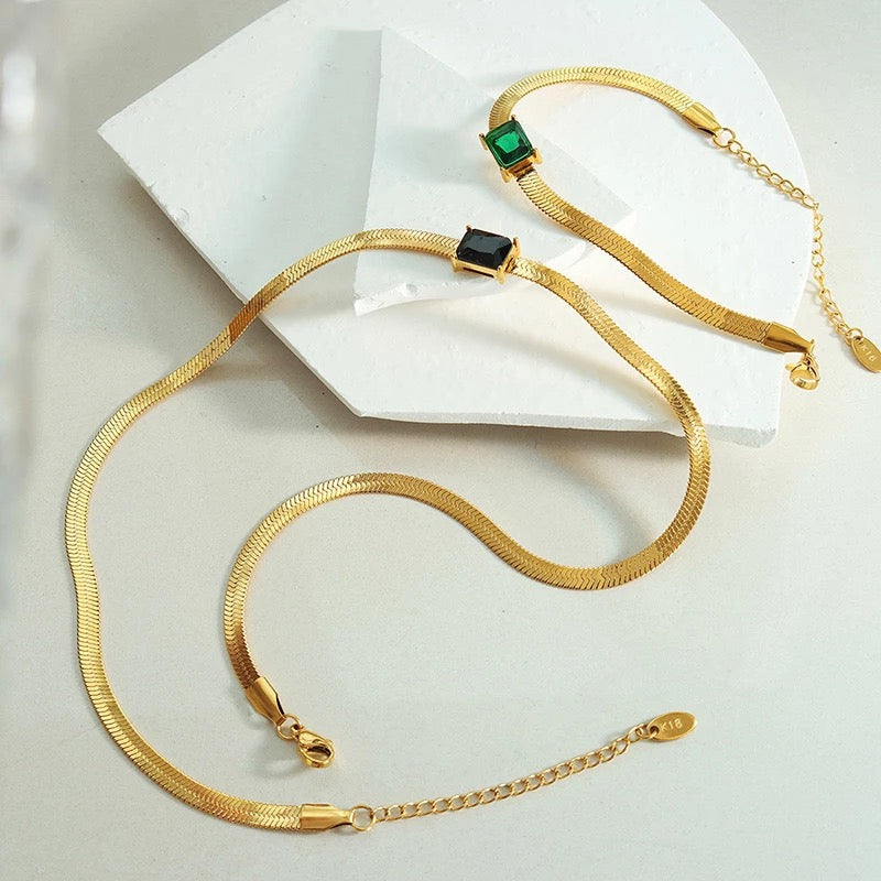 Luxy Square CZ and 18k Gold Plate Necklace