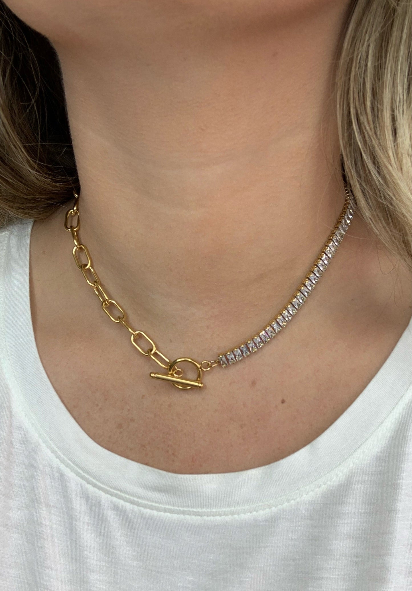Diana CZ and 18k Gold Plate Necklace