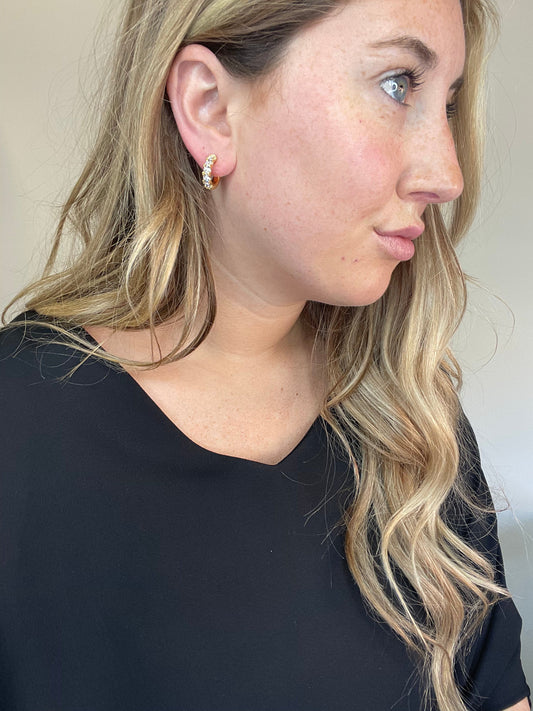 Classy CZ and 18k Gold Plate Earrings
