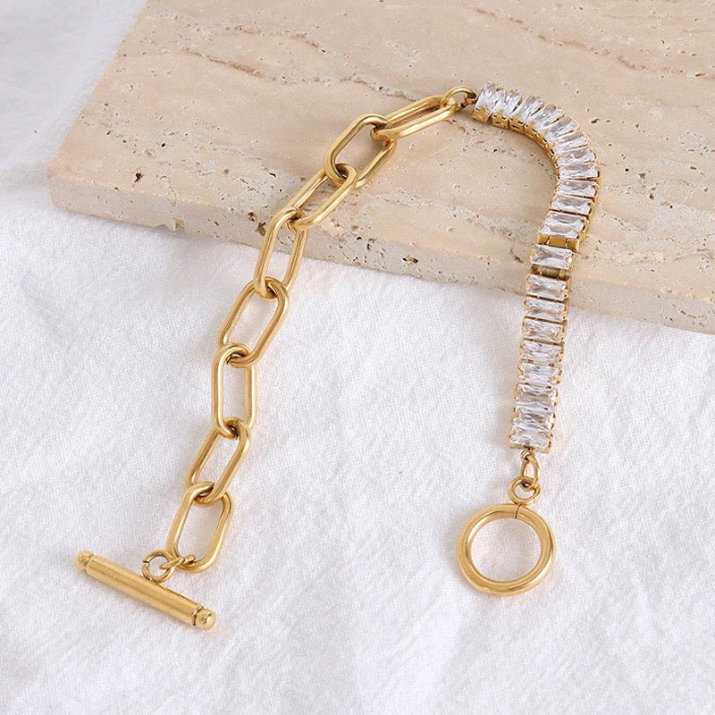 Diana CZ and 18k Gold Plate Bracelet
