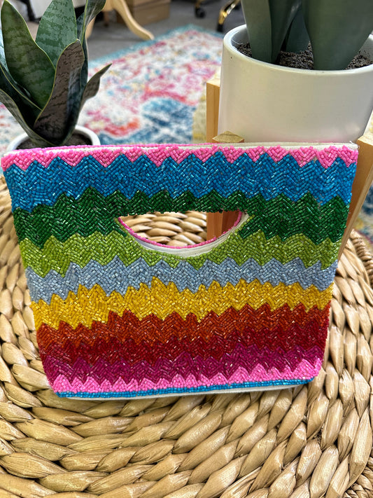 Rainbow Beaded Clutch