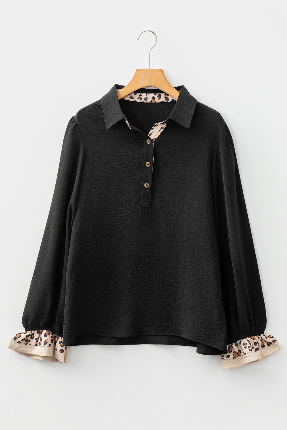 Black Leopard Collar Blouse RTS