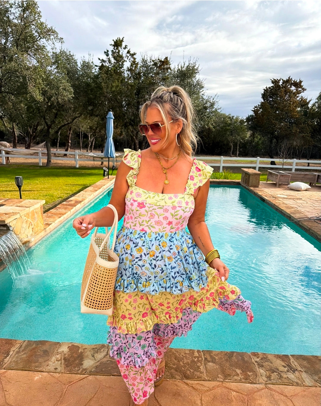 Floral Rainbow Swim Set