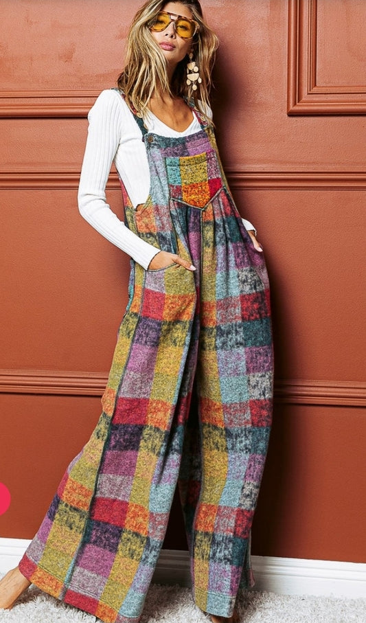 Vintage Brushed Checker Overalls