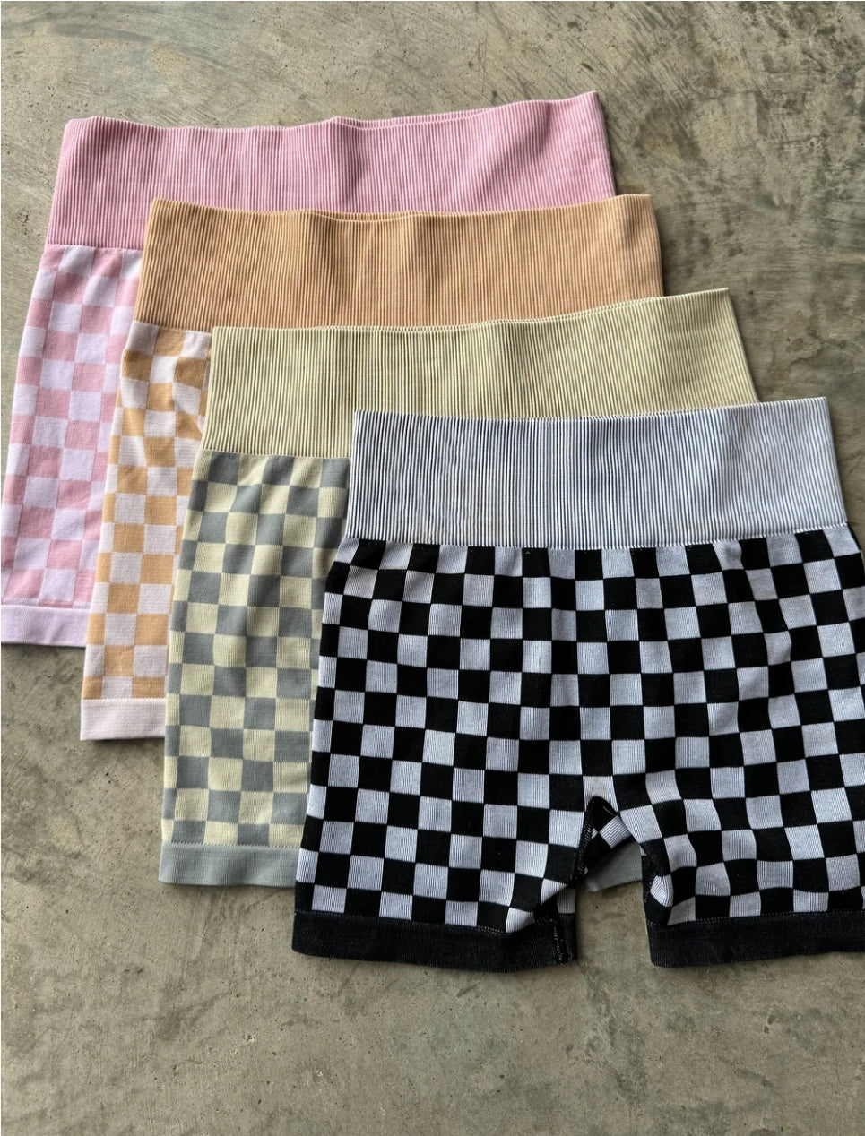 PREORDER- CHECKER BRA & BIKER SHORT SET