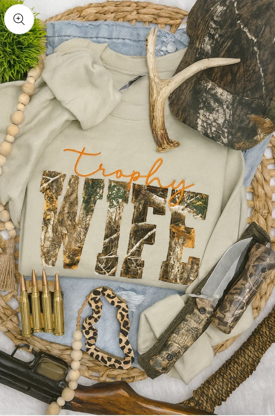 Embroidered on Gildan sweatshirt with camo fabric.