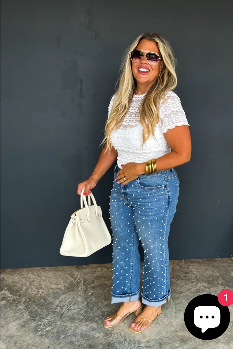 PREORDER- DENIM & PEARLS CROP JEAN