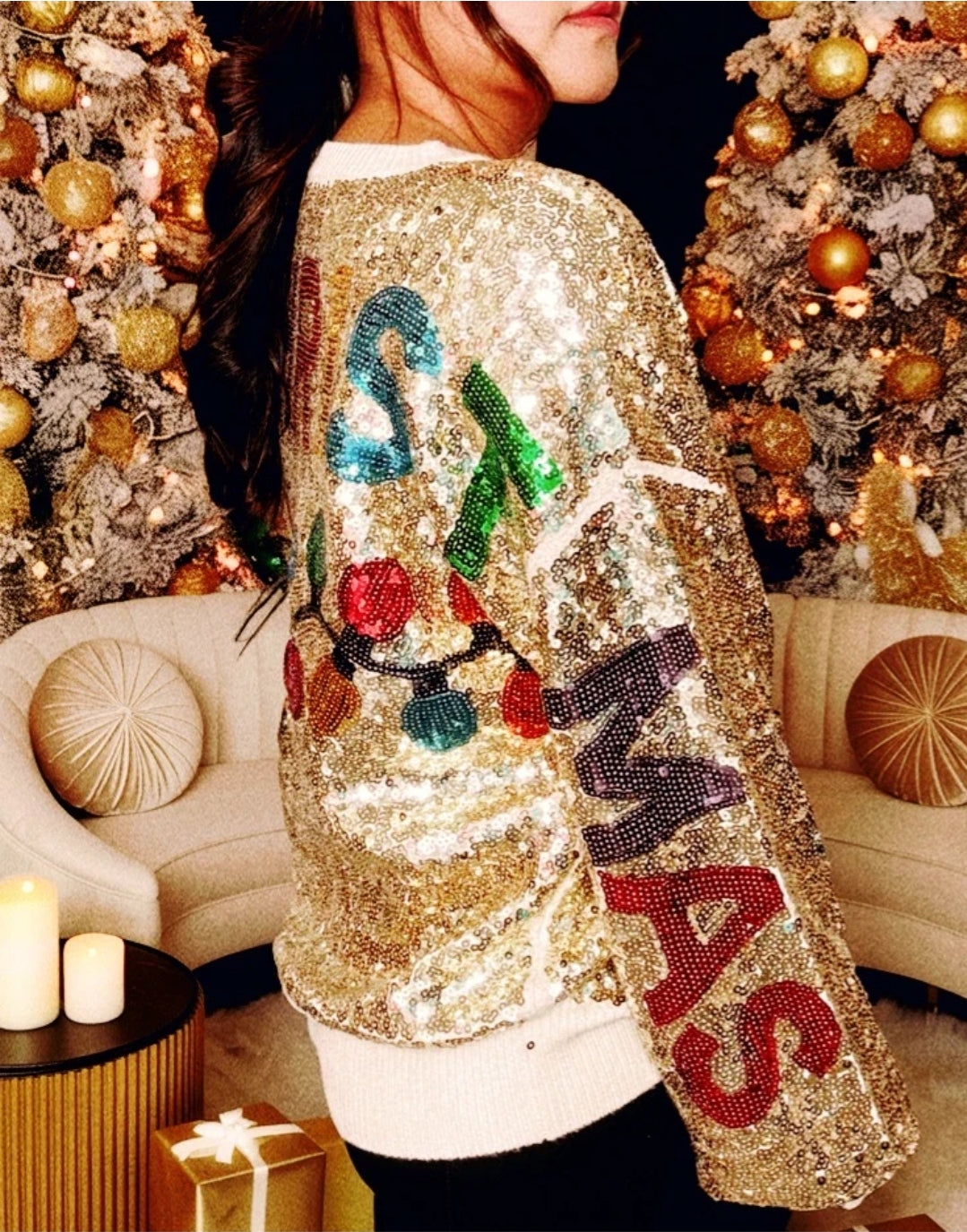 Ready For The Holiday All Around Rainbow Sequin Sweater (PREORDER)