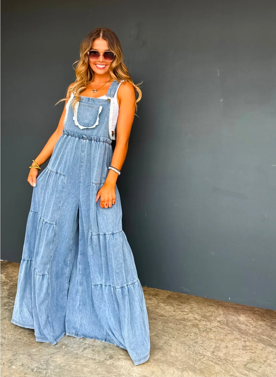 PREORDER- BOHO & LACE DENIM OVERALLS