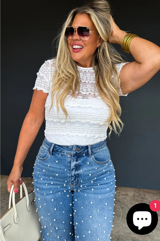 PREORDER- DENIM & PEARLS CROP JEAN