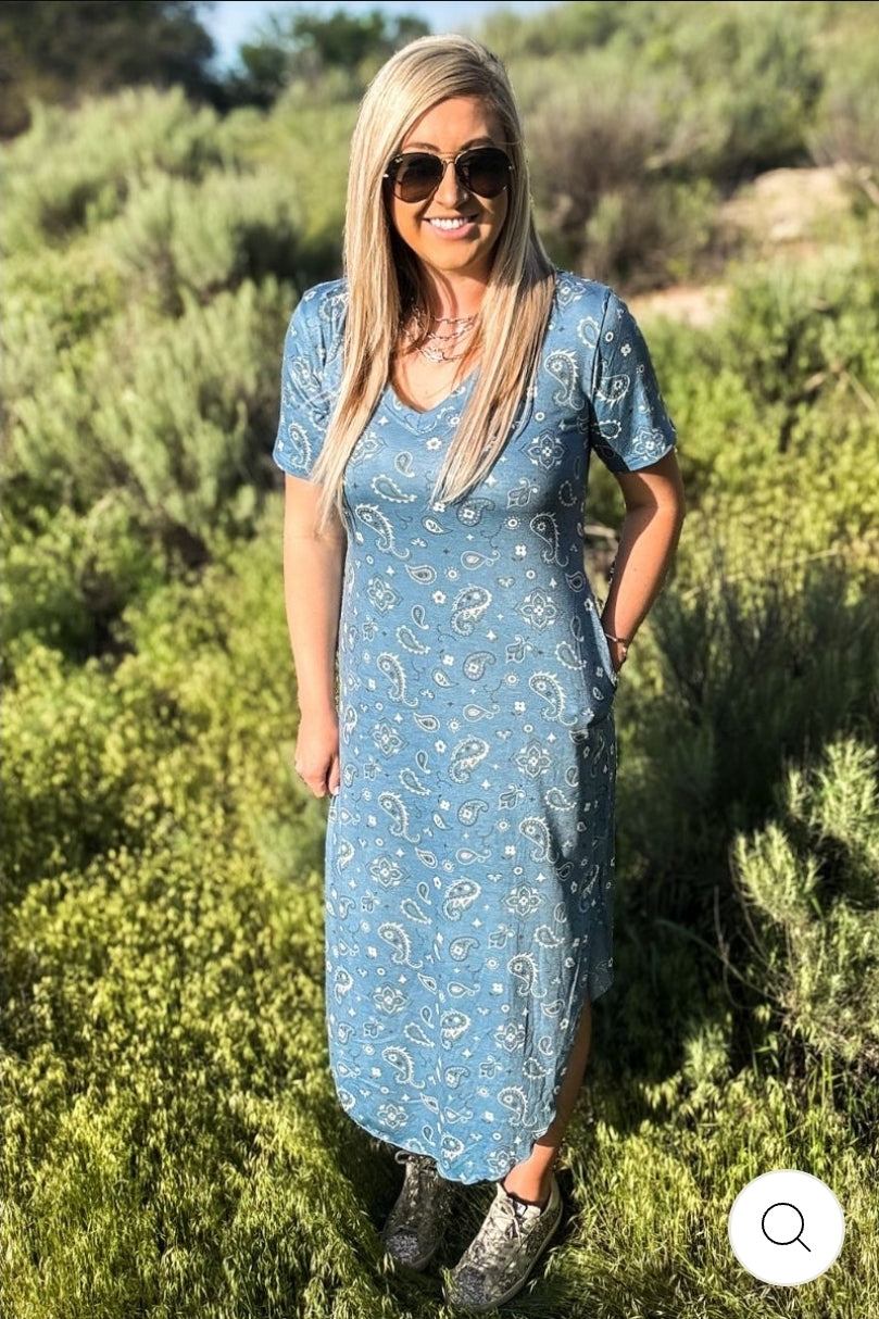 Bandana Babe Blue Maxi Dress