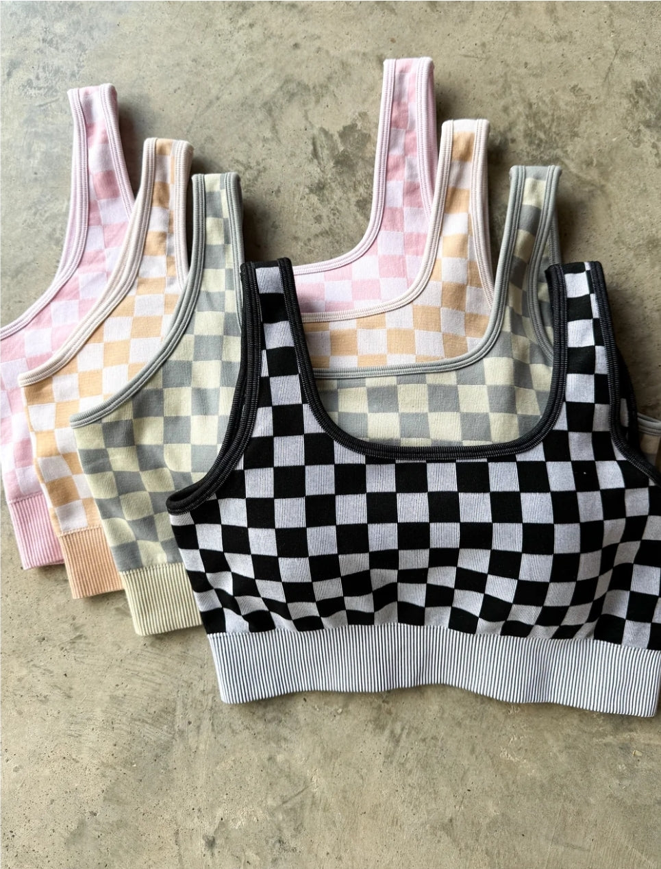 PREORDER- CHECKER BRA & BIKER SHORT SET