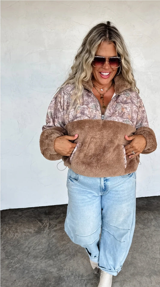 PREORDER- CAMO SHERPA PULLOVER