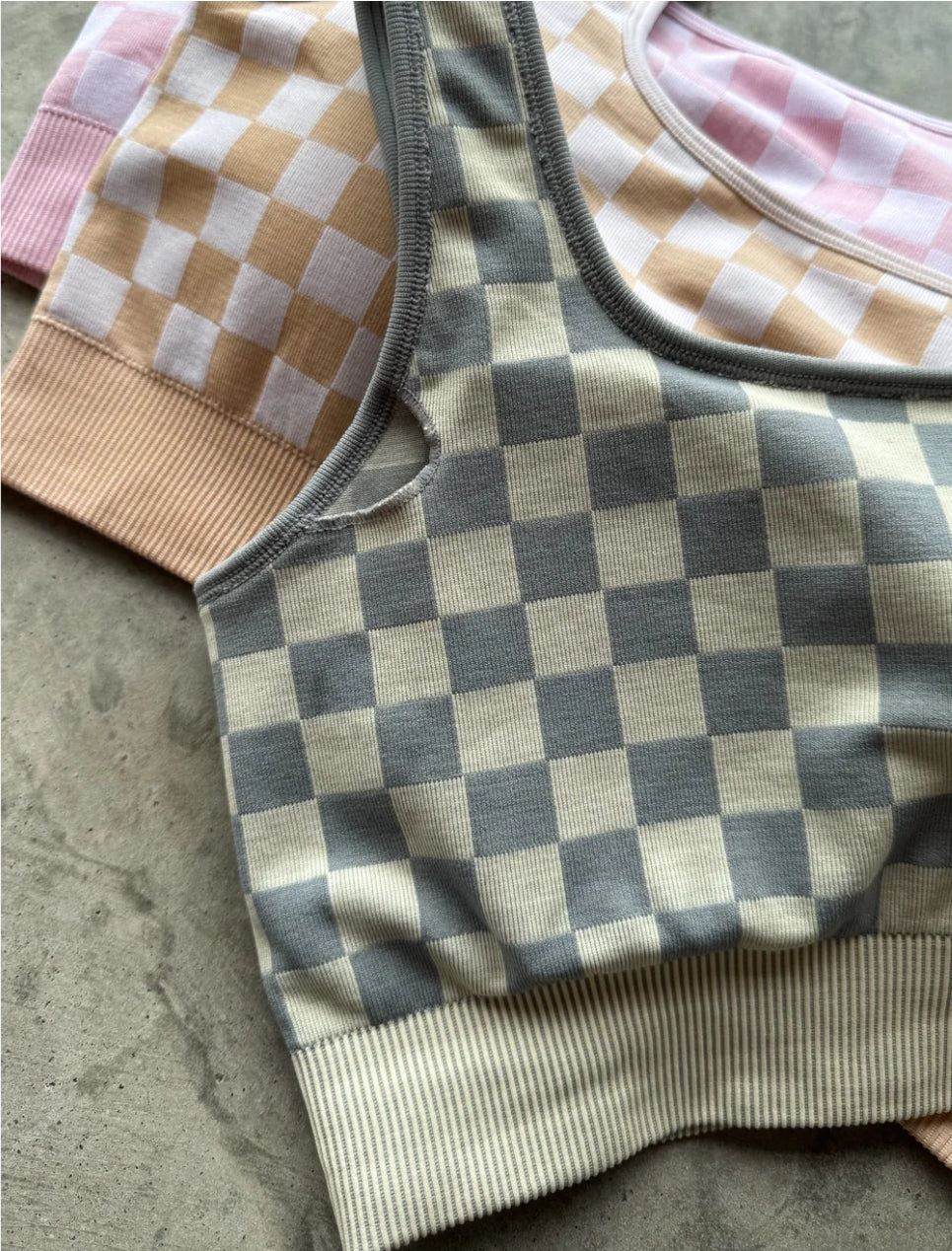 PREORDER- CHECKER BRA & BIKER SHORT SET