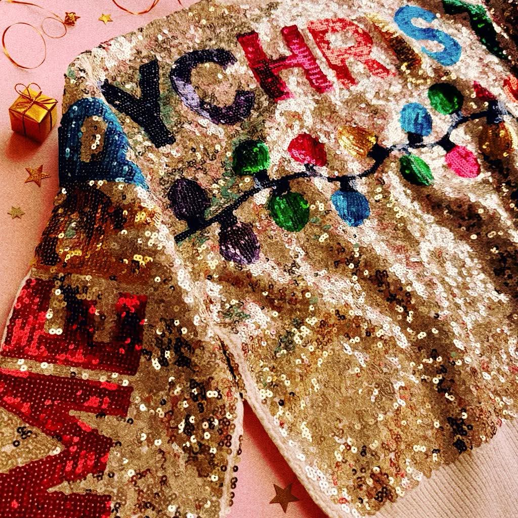Ready For The Holiday All Around Rainbow Sequin Sweater (PREORDER)