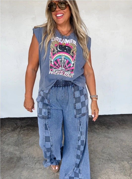 PREORDER- GROOVE ON CHECKER FLARE PANTS