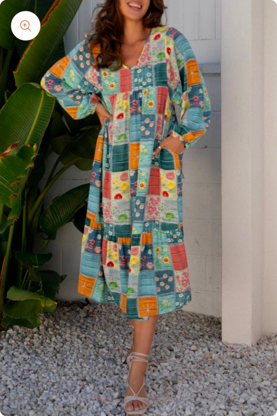 Mixed Floral Checkered Dress