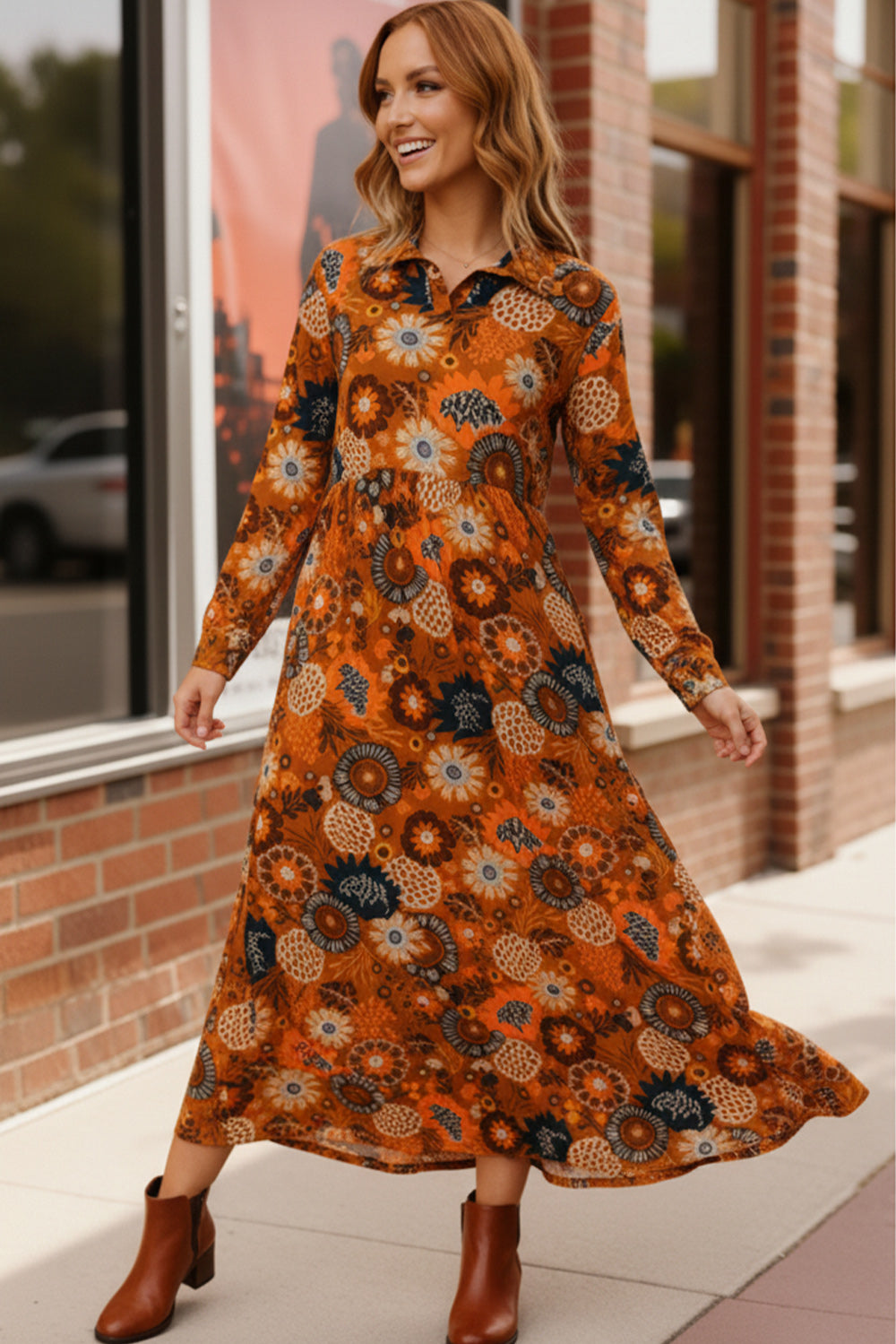 Groovy Garden Rust Maxi Dress